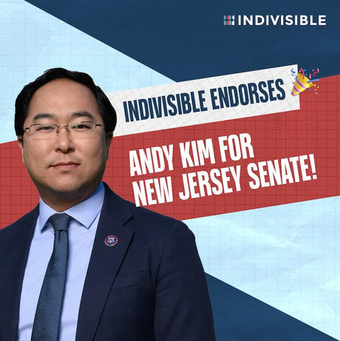 Indivisible Action and Indivisible One New Jersey are endorsing Congressman Andy Kim for a US Senate seat