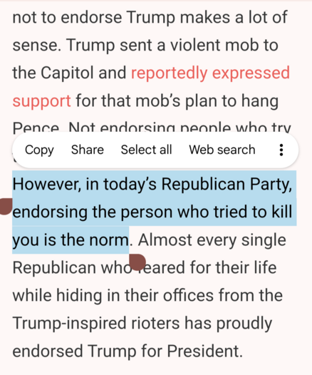 However, in today’s Republican Party, endorsing the person who tried to kill you is the norm